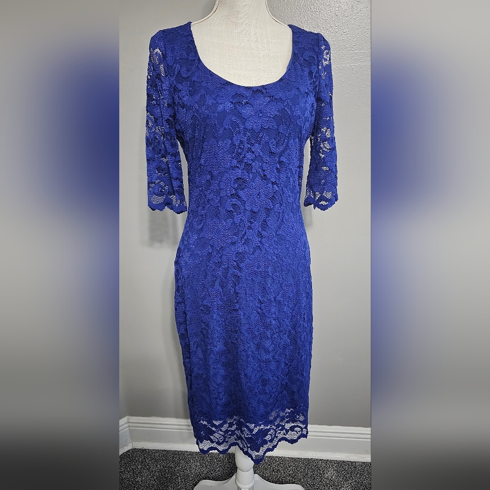 Badgley Mischka Royal Blue Lace Dress